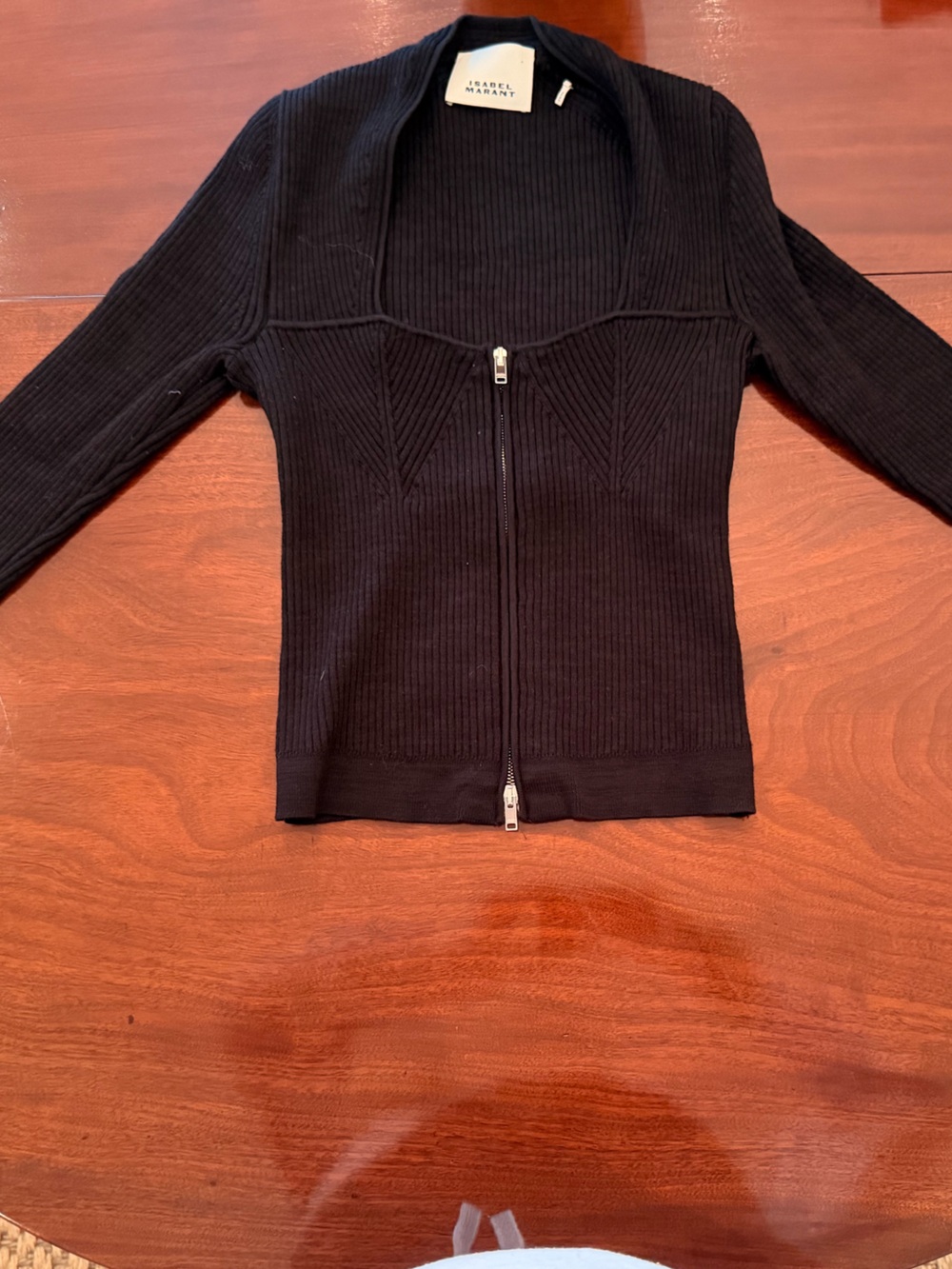 Isabel Marant Black Ribbed Zip Cardigan